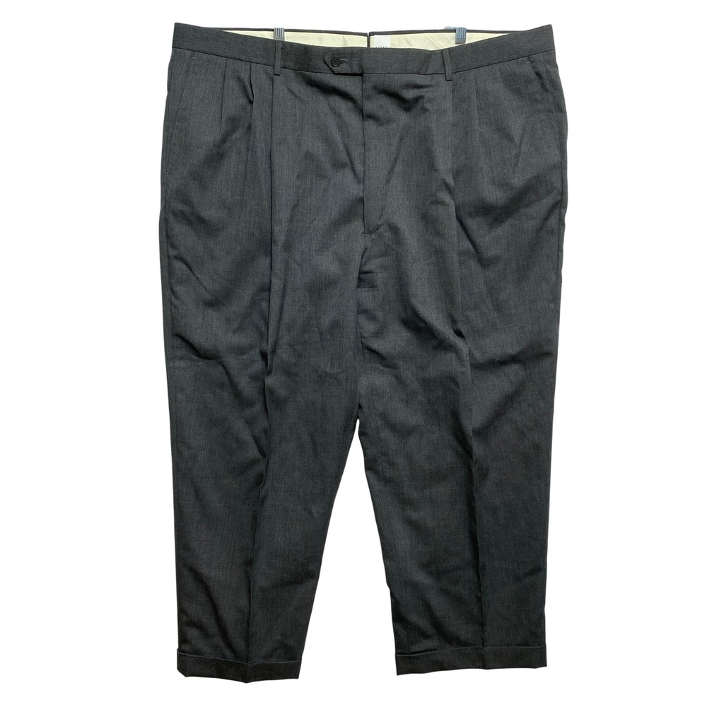 Monsieur by Givenchy Dress Pants Mens 46R Gray Double Pleated Cuffed Trousers